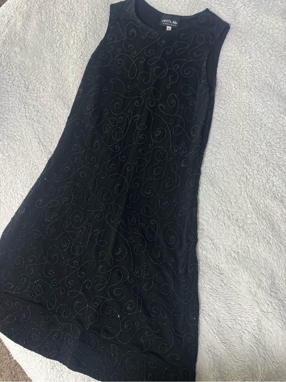 Onyx Nite Black Swirl-Embellished A-Line Skirt